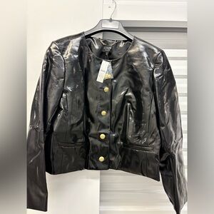 J. Crew Collection Louisa Lady Jacket in Faux Leather. Size 16. New with tags.